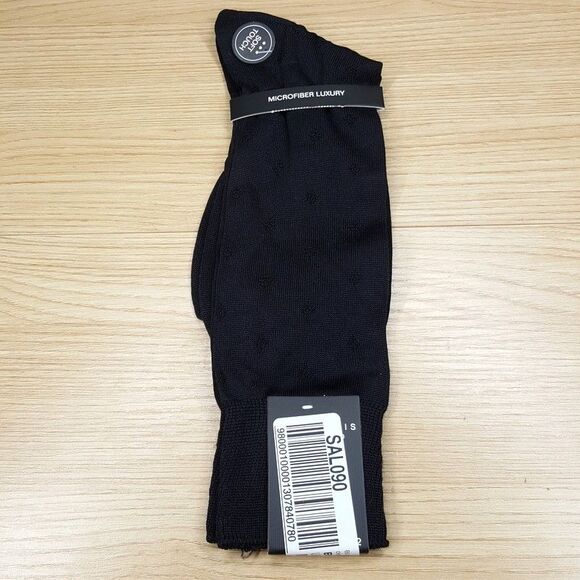 PERRY ELLIS Mens Dress Socks Solid Black Nylon Luxury Ultra Soft Microfiber - Picture 1 of 3